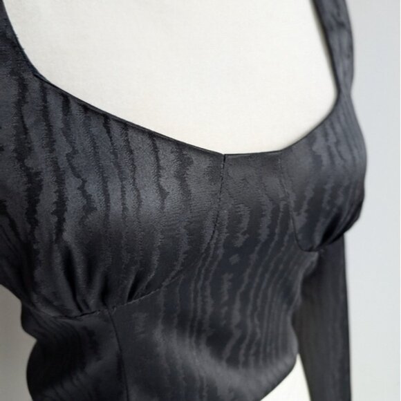 Zara black satin long sleeve crop top - Picture 4 of 6